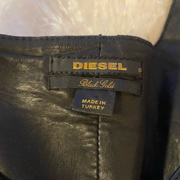 Stunning Diesel Black Gold Collection women’s leather/jean dress hybrid Size S!! - Picture 5 of 8
